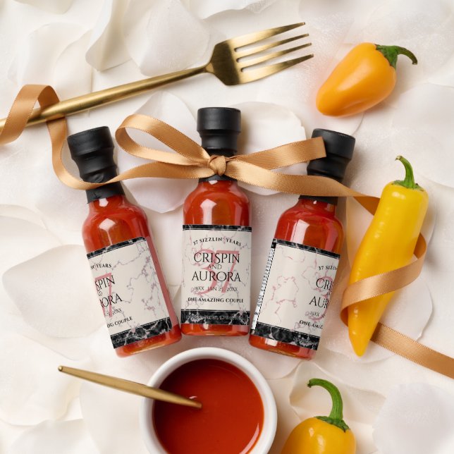 Elegant 37th Alabaster Wedding Anniversary Hot Sauces (Wedding)