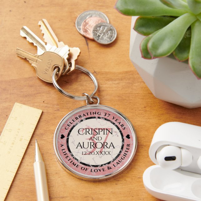 Elegant 37th Alabaster Wedding Anniversary Keychain (Desk)