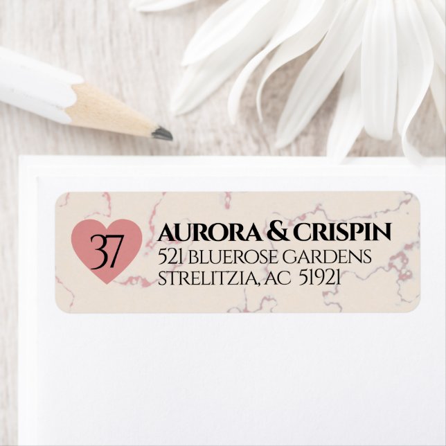 Elegant 37th Alabaster Wedding Anniversary Label (Insitu)
