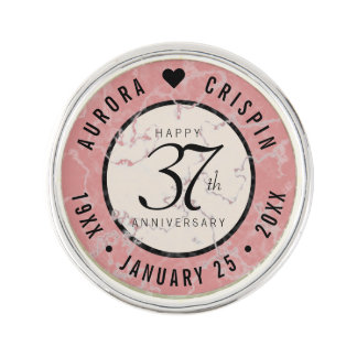 Elegant 37th Alabaster Wedding Anniversary Lapel Pin