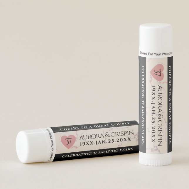 Elegant 37th Alabaster Wedding Anniversary Lip Balm (Front)