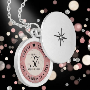 Elegant 37th Alabaster Wedding Anniversary Locket Necklace