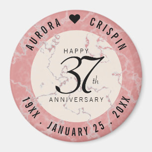 Elegant 37th Alabaster Wedding Anniversary Magnet