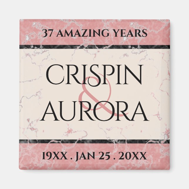 Elegant 37th Alabaster Wedding Anniversary Magnet (Front)