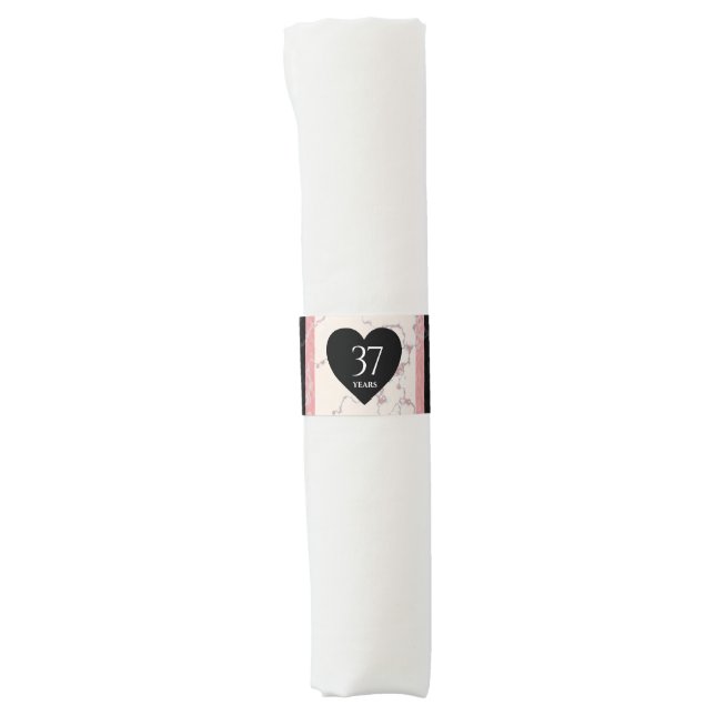 Elegant 37th Alabaster Wedding Anniversary Napkin Bands (Front)
