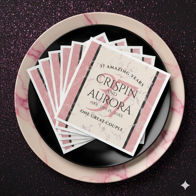 Elegant 37th Alabaster Wedding Anniversary Paper Dinner Napkins (Elegant 37th Alabaster Wedding Anniversary Napkins Cover Photo)