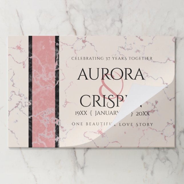 Elegant 37th Alabaster Wedding Anniversary Paper Pad (Folded)