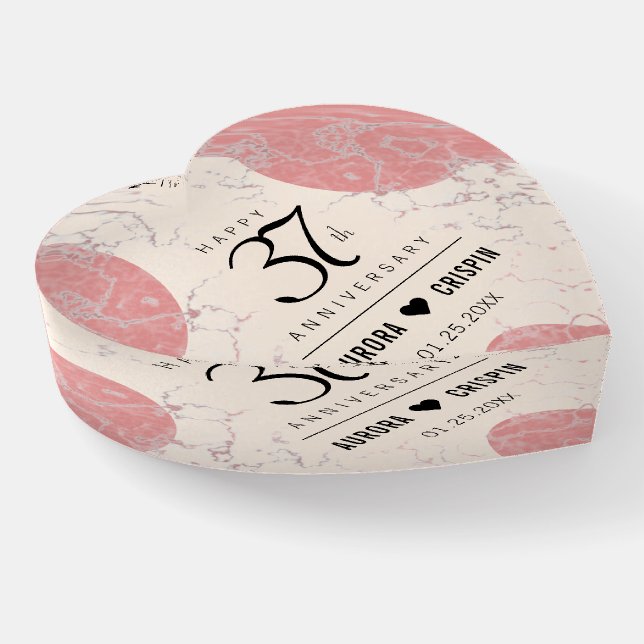 Elegant 37th Alabaster Wedding Anniversary Paperweight (Angled)