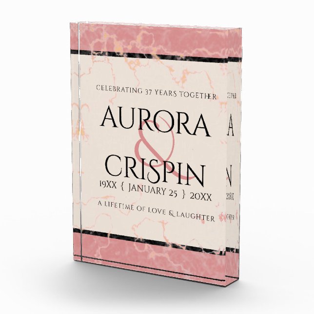 Elegant 37th Alabaster Wedding Anniversary Photo Block (Right)