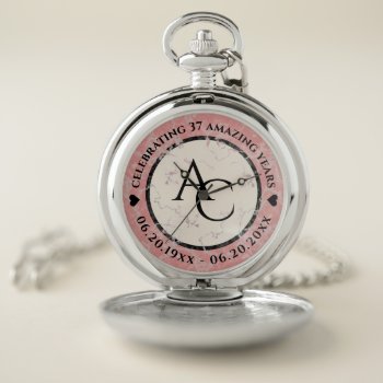 Elegant 37th Alabaster Wedding Anniversary Pocket Watch by expressionsoccasions at Zazzle