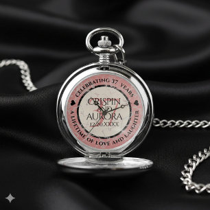 Elegant 37th Alabaster Wedding Anniversary Pocket Watch