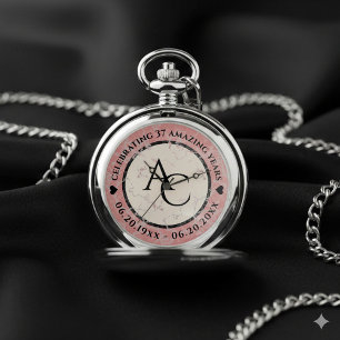 Elegant 37th Alabaster Wedding Anniversary Pocket Watch