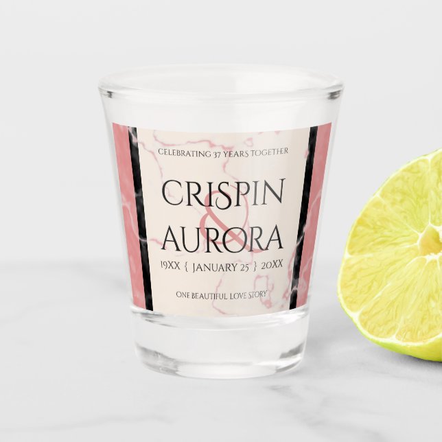 Elegant 37th Alabaster Wedding Anniversary Shot Glass (Front)