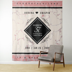 Elegant 37th Alabaster Wedding Anniversary Tapestry