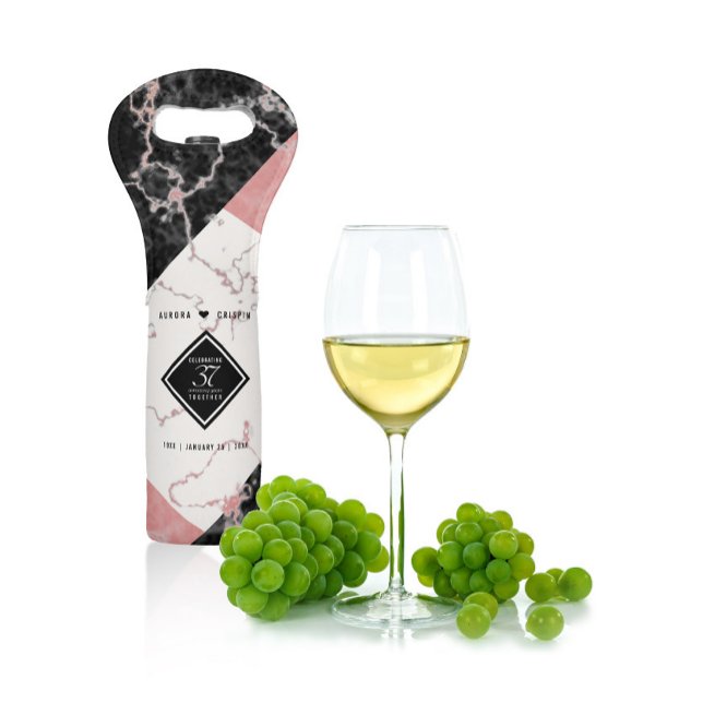 Elegant 37th Alabaster Wedding Anniversary Wine Bag (Creator Uploaded)