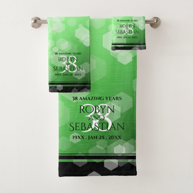 Elegant 38th Emerald Anniversary Bath Towel Set (Insitu)