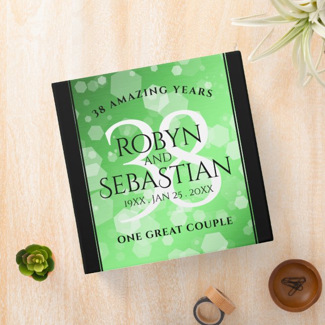 Elegant 38th Emerald Wedding Anniversary 3 Ring Binder (In Situ)