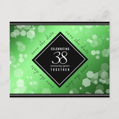 Elegant 38th Emerald Wedding Anniversary Announcement Postcard