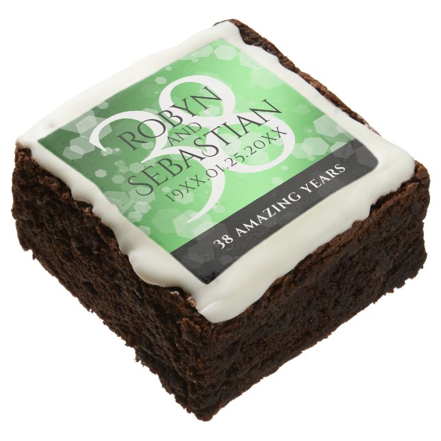 Elegant 38th Emerald Wedding Anniversary Brownie (Angled)