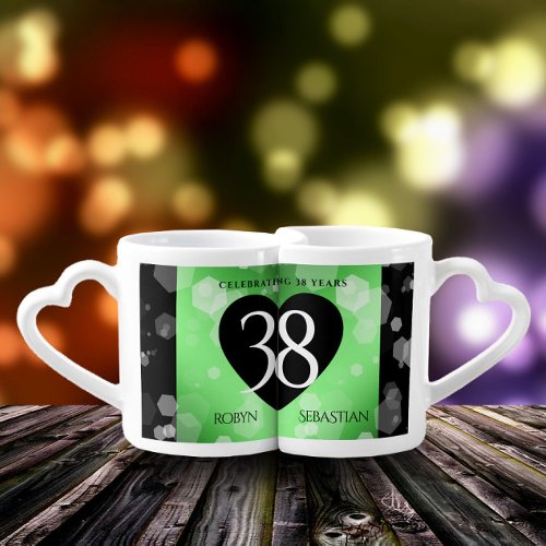 Elegant 38th Emerald Wedding Anniversary Coffee Mug Set