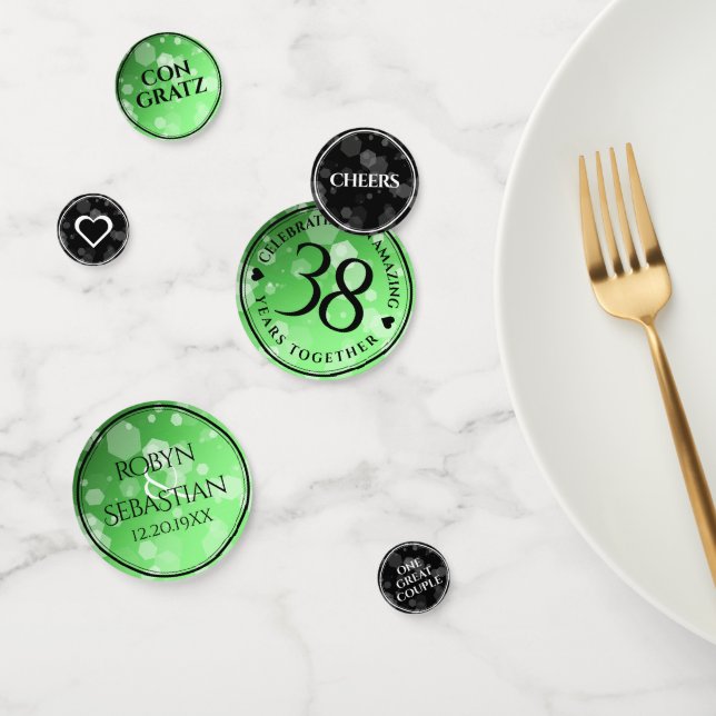 Elegant 38th Emerald Wedding Anniversary Confetti (Group)