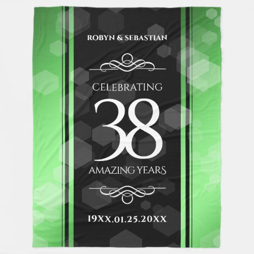 Elegant 38th Emerald Wedding Anniversary Fleece Blanket