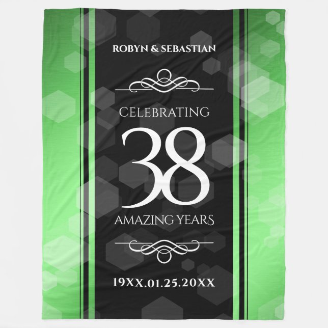 Elegant 38th Emerald Wedding Anniversary Fleece Blanket (Front)