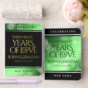 Elegant 38th Emerald Wedding Anniversary Foil Vow Books