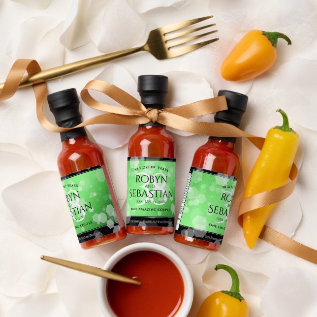Elegant 38th Emerald Wedding Anniversary Hot Sauces (Wedding)