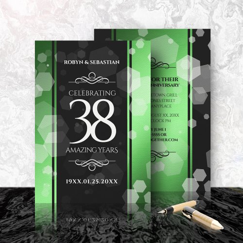 Elegant 38th Emerald Wedding Anniversary Invitation