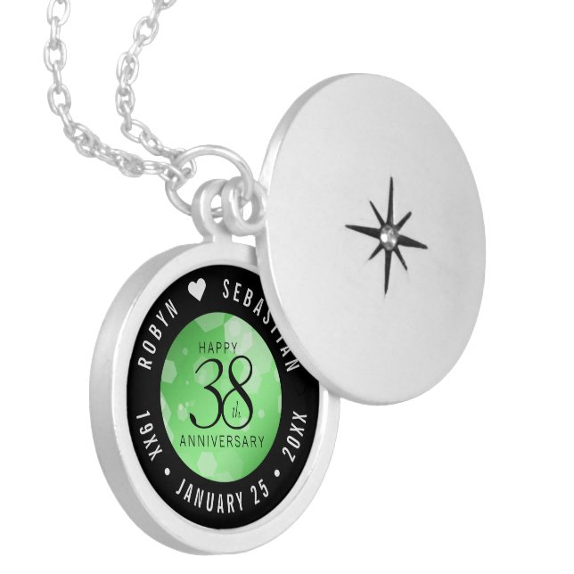 Elegant 38th Emerald Wedding Anniversary Locket Necklace (Front Left)