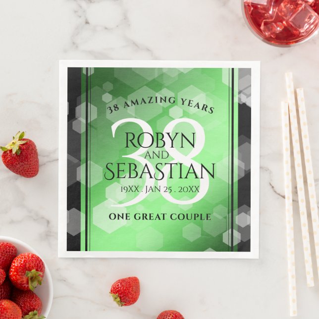 Elegant 38th Emerald Wedding Anniversary Paper Dinner Napkins (Insitu)