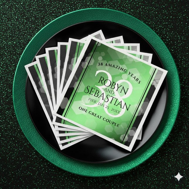Elegant 38th Emerald Wedding Anniversary Paper Dinner Napkins (Elegant 38th Emerald Wedding Anniversary Napkins Cover Photo)