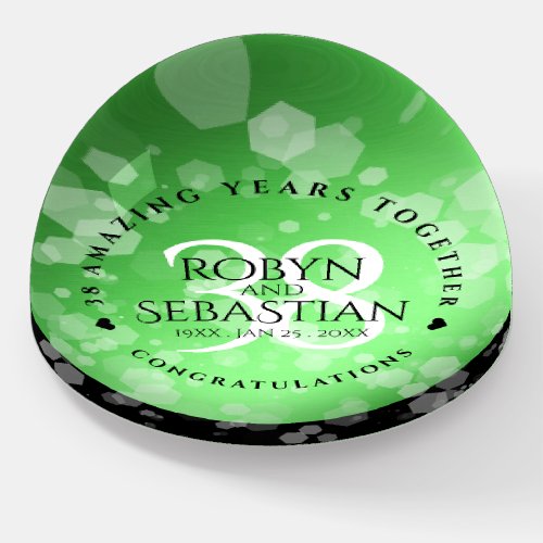 Elegant 38th Emerald Wedding Anniversary Paperweight