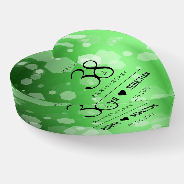 Elegant 38th Emerald Wedding Anniversary Paperweight (Angled)