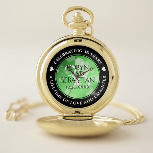 Elegant 38th Emerald Wedding Anniversary Pocket Watch
