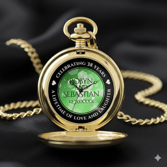Elegant 38th Emerald Wedding Anniversary Pocket Watch (Elegant 38th Emerald Wedding Anniversary Pocket Watch Cover Photo)