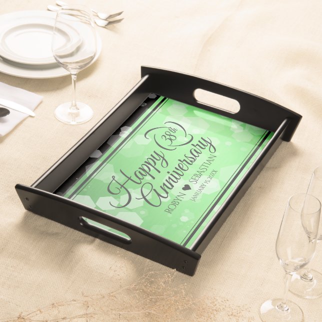 Elegant 38th Emerald Wedding Anniversary Serving Tray (Front)