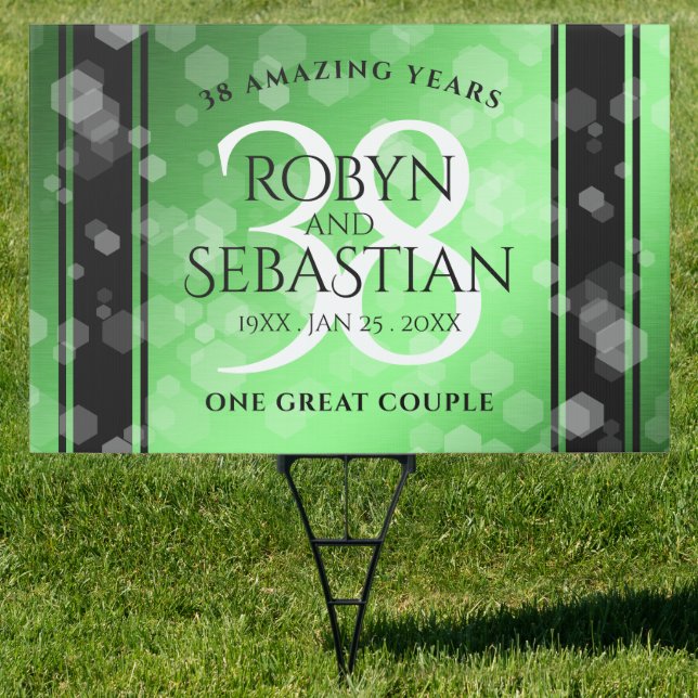 Elegant 38th Emerald Wedding Anniversary Sign (Insitu)