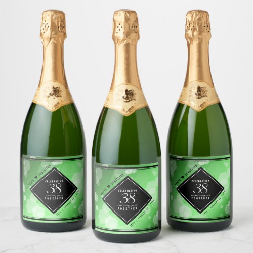 Elegant 38th Emerald Wedding Anniversary Sparkling Wine Label
