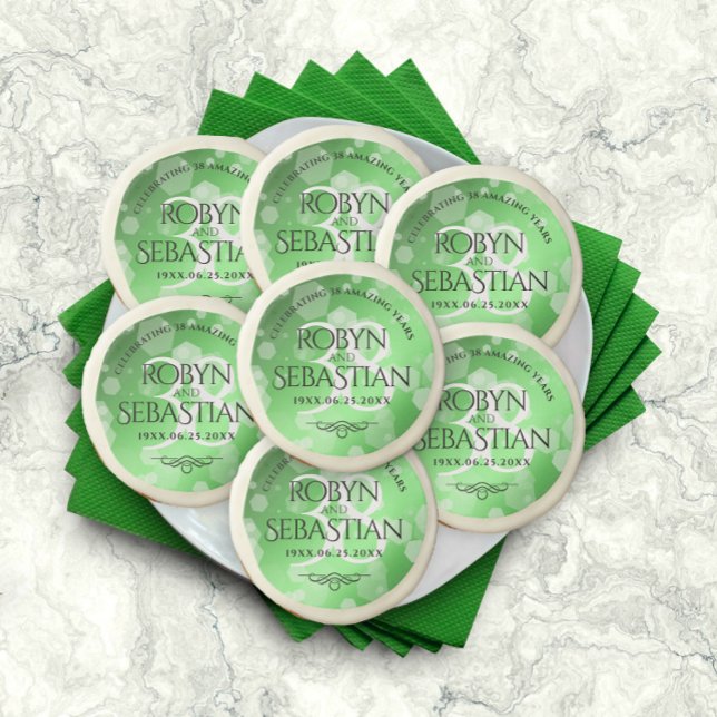 Elegant 38th Emerald Wedding Anniversary Sugar Cookie (Creator Uploaded)
