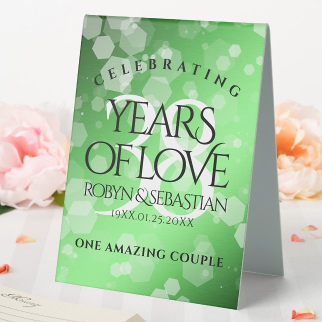 Elegant 38th Emerald Wedding Anniversary Table Tent (In SItu (Wedding))