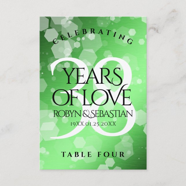 Elegant 38th Emerald Wedding Anniversary Thank You Card (Front)