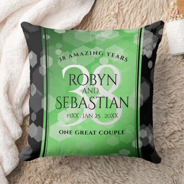 Elegant 38th Emerald Wedding Anniversary Throw Pillow (Blanket)