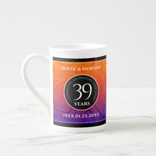 Elegant 39th Agate Wedding Anniversary Celebration Bone China Mug