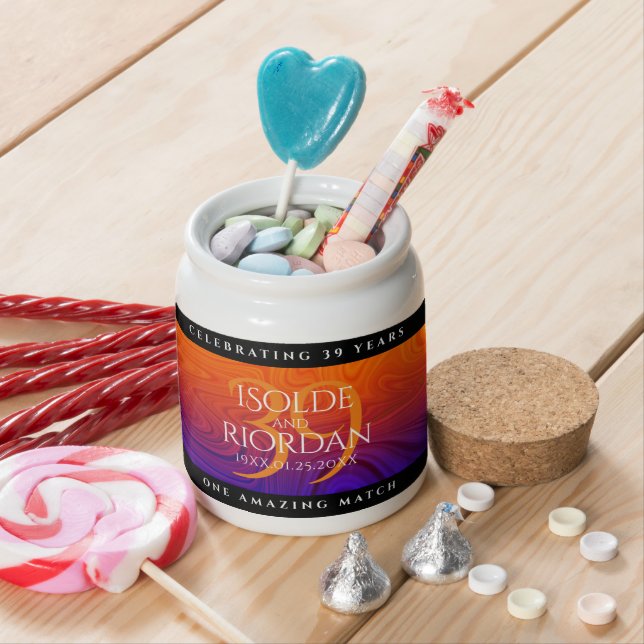 Elegant 39th Agate Wedding Anniversary Celebration Candy Jar (In Situ)