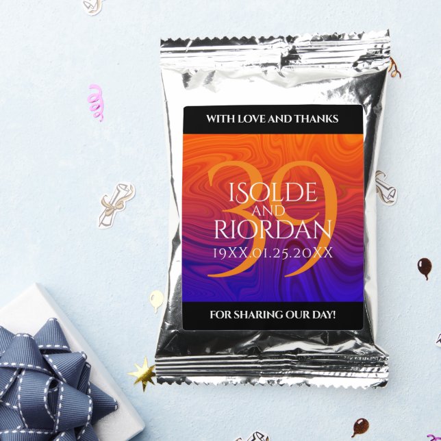 Elegant 39th Agate Wedding Anniversary Celebration Coffee Drink Mix (Packets)