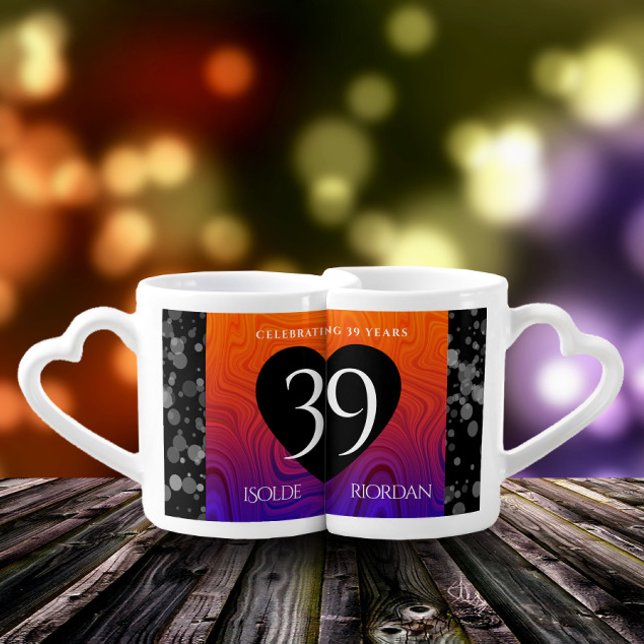 Elegant 39th Agate Wedding Anniversary Celebration Coffee Mug Set (Creator Uploaded)