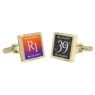 Elegant 39th Agate Wedding Anniversary Celebration Cufflinks