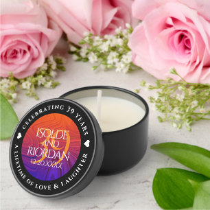 Elegant 39th Agate Wedding Anniversary Celebration Mini Candle Favors